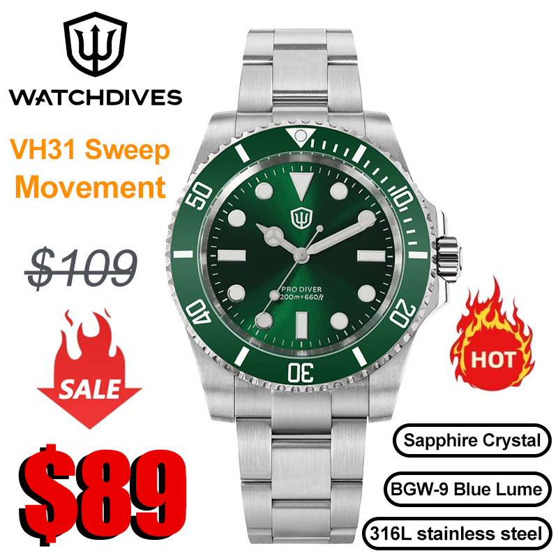 Luxury Watch With Green Dial - Watchdives WD1680Q V2 Green Dial Quartz