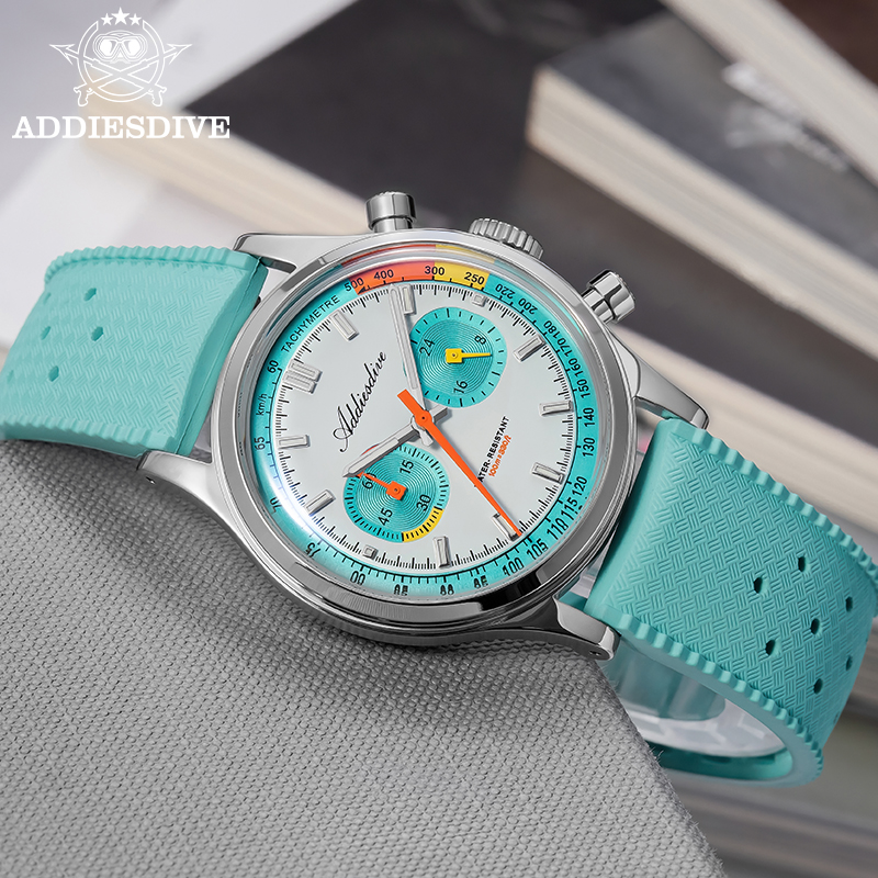 Luxury Watch Rubber Strap - ADDIESDIVE NEW Multifunction Chronograph Watch Domed