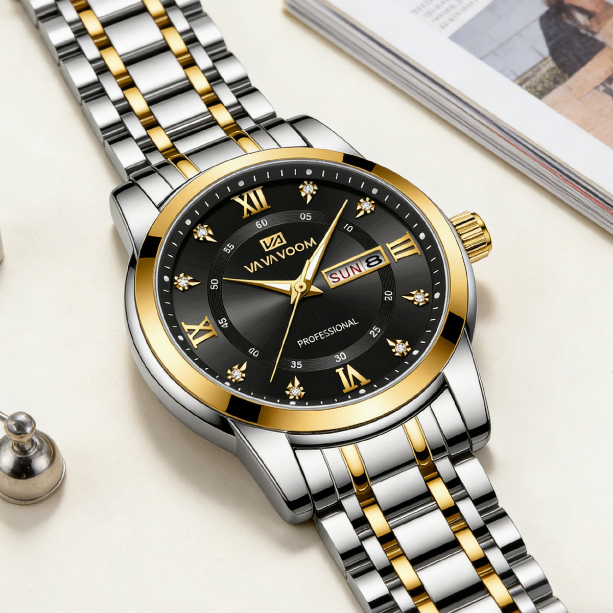 Luxury Rhinestone Gold Ring St - Luxury Watch Green Dial review and price