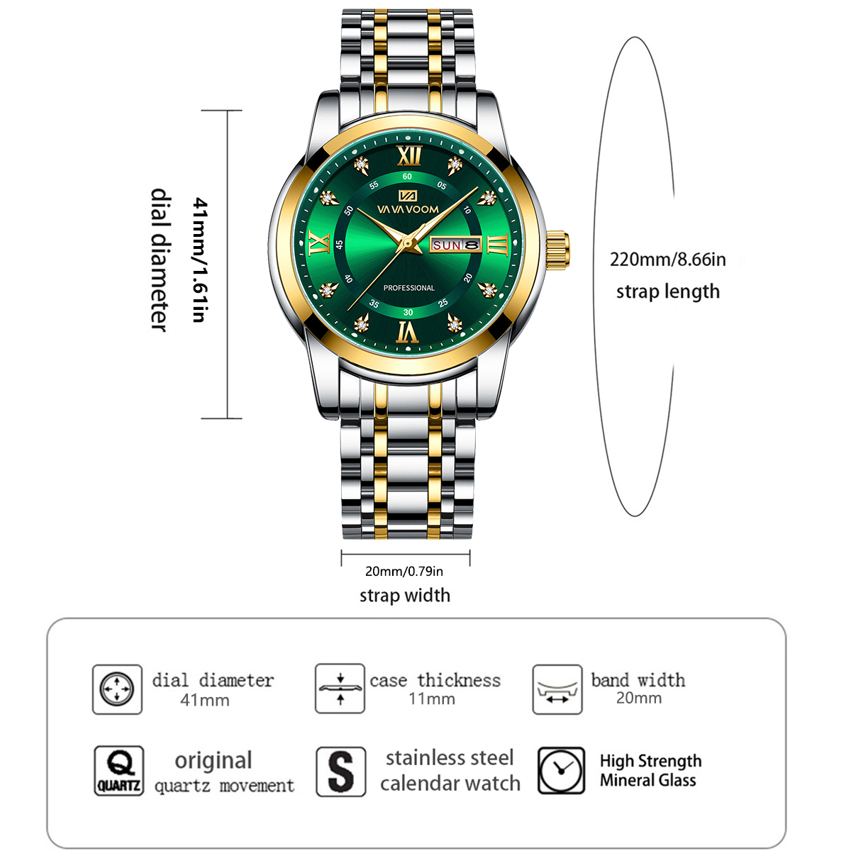 Luxury Rhinestone Gold Ring St - Luxury Watch Green Dial review and price
