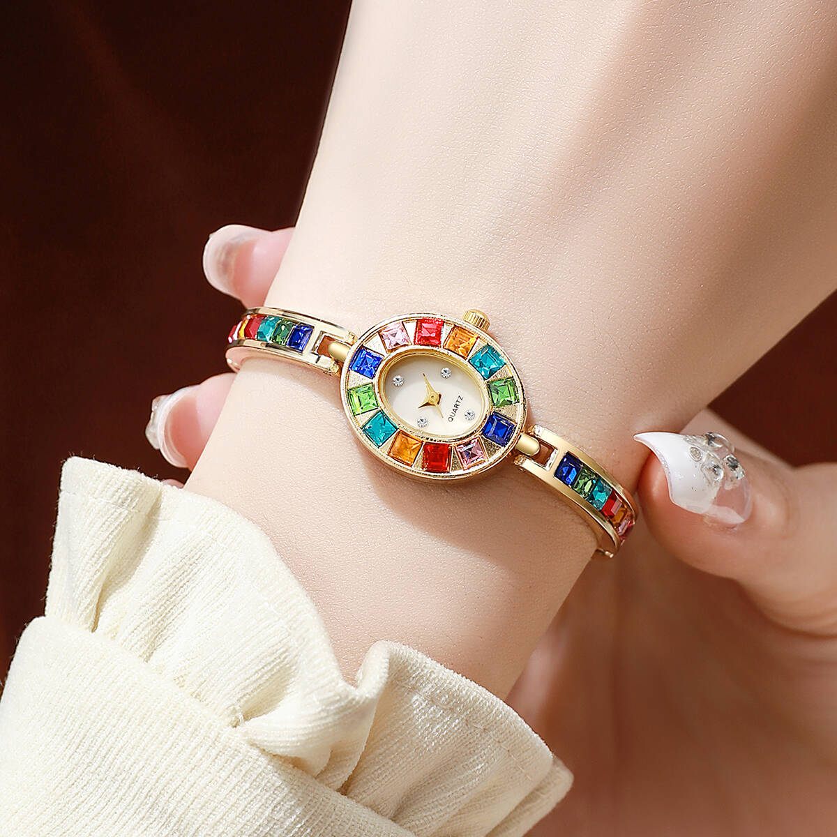 2PCS/Set Luxury Rhinestone Wom - Luxury Watch Women review and price