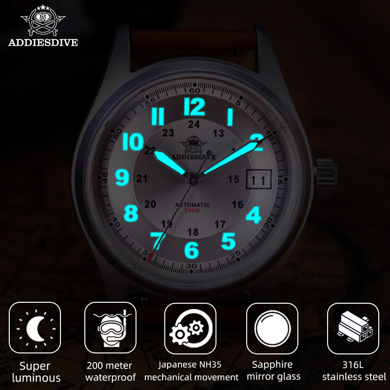 ADDIESDIVE 39mm AD2048 Men's W - Automatic Pilot Watch review and price